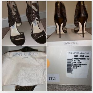 Jimmy Choo 120M Glitter Mesh Sandals ~ Sz 37.5
